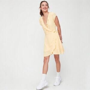 Aritzia Sunday Best Aritzia Savoy Yellow Wrap Dress